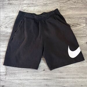 Nike Black Athletic Shorts with White Swoosh Logo